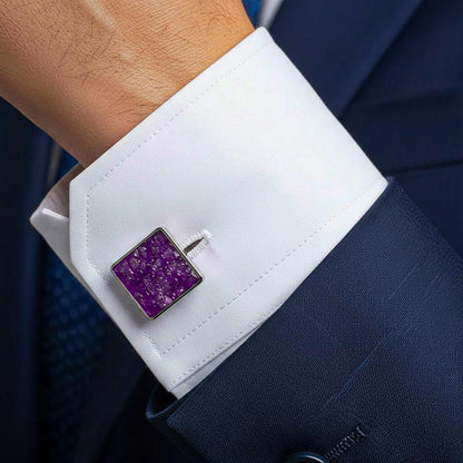 Amethyst Cufflinks | 925 Sterling Silver Mens Jewelry | Birthstone Luxury Style | Personalized Wedding and Gift Accessory