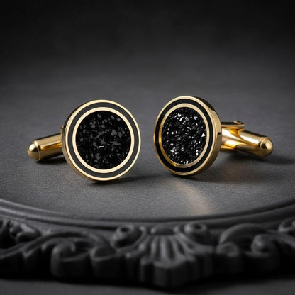 Black Onyx Cufflinks | 925 Sterling Silver Mens Jewelry | Minimalist Vintage Style | Groom Wedding Gift