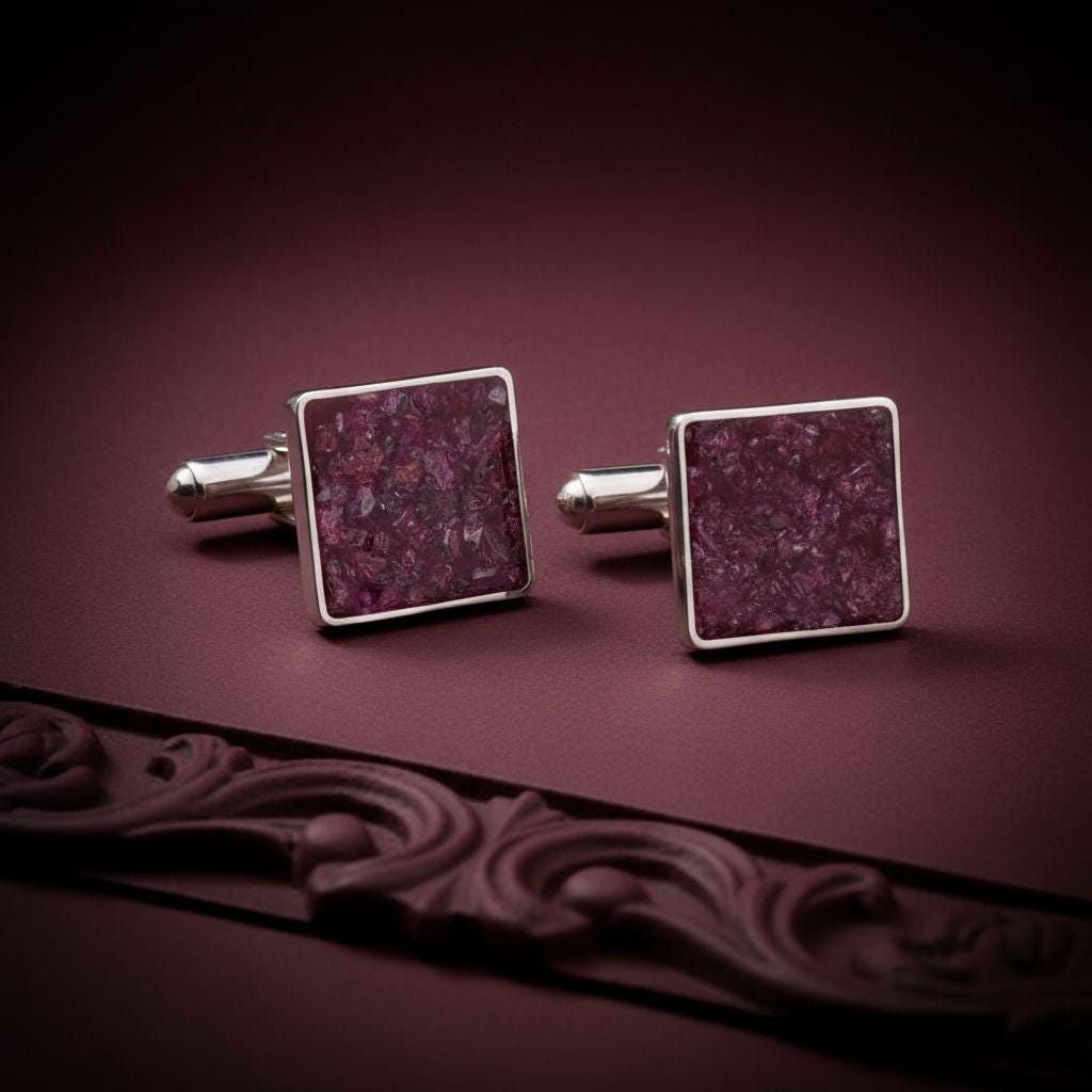 Personalized Garnet Cufflinks | 925 Sterling Silver Mens Jewelry | Luxury Gothic Minimalist Style | Anniversary and Groom Gift