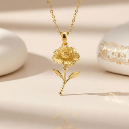 Carnation Flower Pendant Necklace | 925 Sterling Silver Jewelry | Botanical Floral Design | Meaningful Symbolic Gift