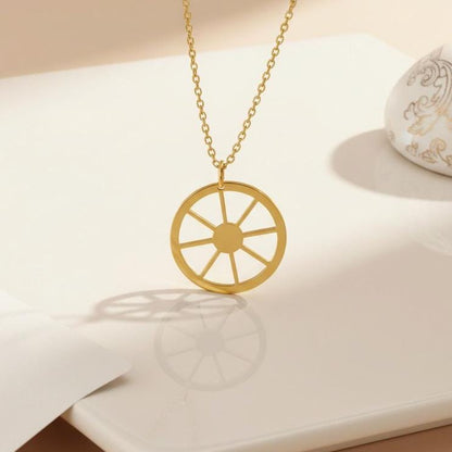 Sun Symbol Necklace | 925 Sterling Silver | Ancient Solar Amulet | Meaningful Spiritual Gift