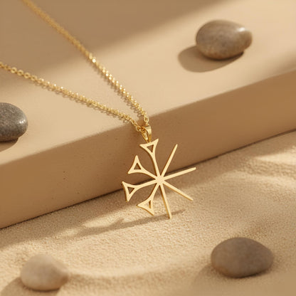 Sumerian Dingir Symbol Necklace | Gold Plated Sterling Silver | Ancient Spiritual Symbol | Meaningful Mythology Gift