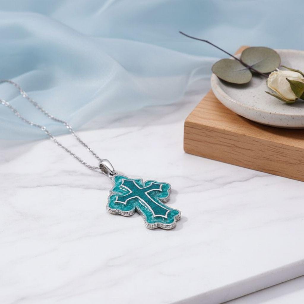 Aventurine Cross Necklace | 925 Sterling Silver | Spiritual Faith Symbol | Meaningful Christian Gift