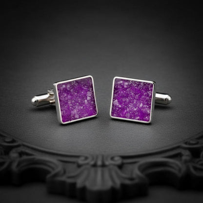 Amethyst Cufflinks | 925 Sterling Silver Mens Jewelry | Birthstone Luxury Style | Personalized Wedding and Gift Accessory