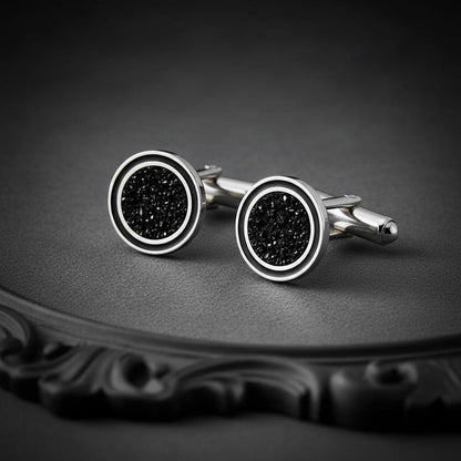 Black Onyx Cufflinks | 925 Sterling Silver Mens Jewelry | Minimalist Vintage Style | Groom Wedding Gift