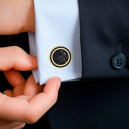 Black Onyx Cufflinks | 925 Sterling Silver Mens Jewelry | Minimalist Vintage Style | Groom Wedding Gift