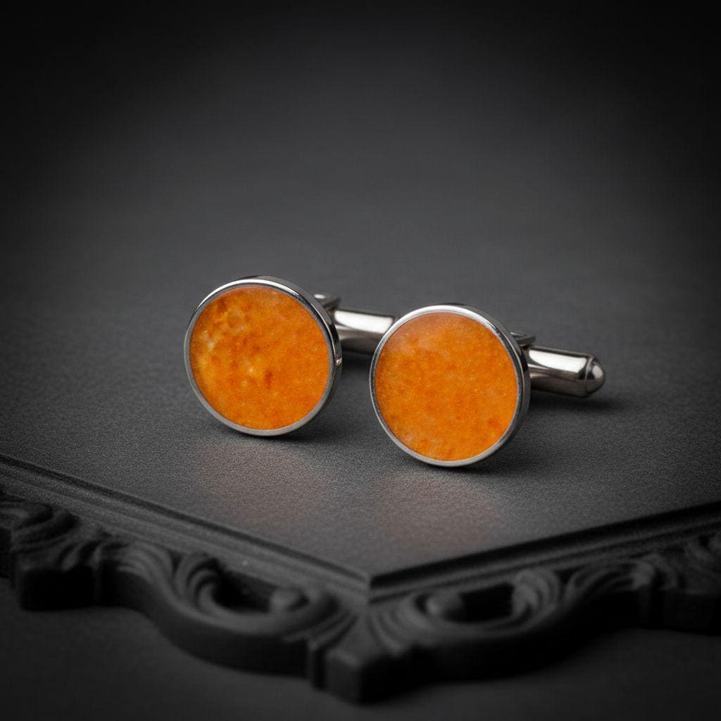 Amber Stone Cufflinks | 925 Sterling Silver for Men | Classic Minimalist Style | Elegant Gift for Him