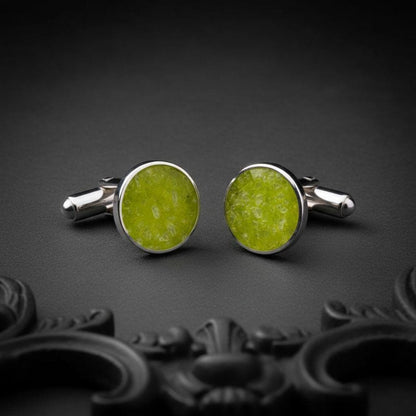 Handmade Peridot Cufflinks | 925 Sterling Silver for Men | Minimalist Nature Inspired | Meaningful Gift for Him