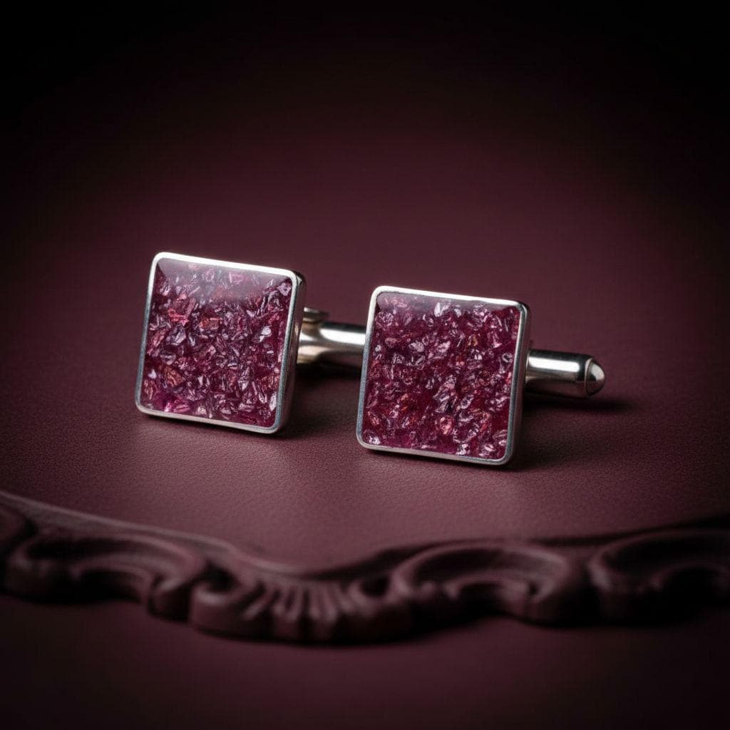 Personalized Garnet Cufflinks | 925 Sterling Silver Mens Jewelry | Luxury Gothic Minimalist Style | Anniversary and Groom Gift