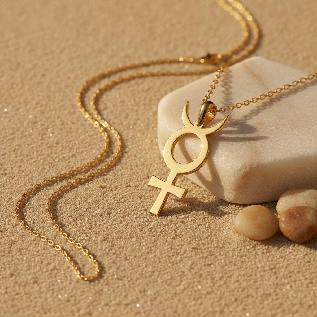 Antimony Symbol Necklace | 925 Sterling Silver Pendant | Alchemy Spiritual Minimalist | Meaningful Gothic Gift