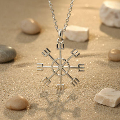 Vegvisir Sun Compass Necklace | 925 Sterling Silver | Norse Mythology Symbol | Guidance & Protection Gift
