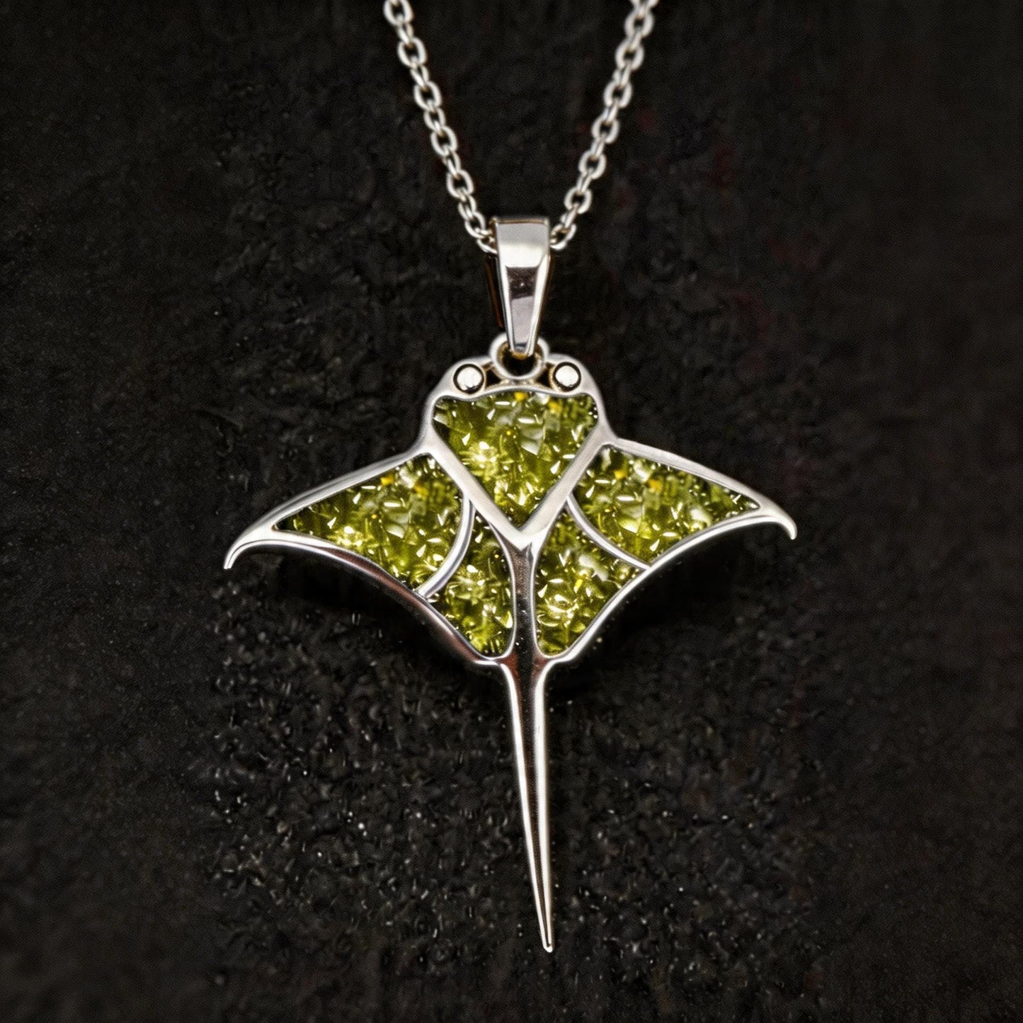 Amethyst Manta Ray Necklace | 925 Sterling Silver Marine Pendant | Natural Gemstone Ocean Jewelry | Birthday Gift