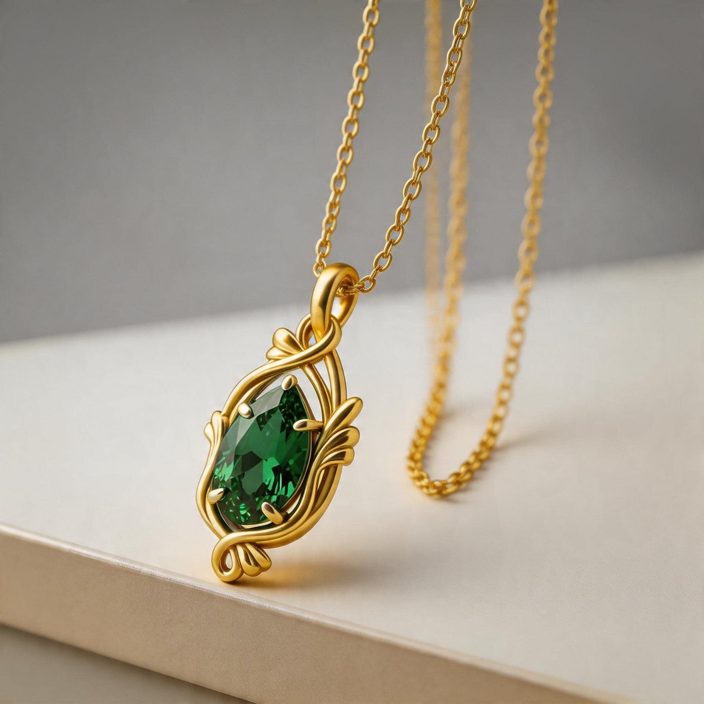 Ruby Teardrop Necklace | Gold Plated Sterling Silver Pendant | Minimal Romantic Nature Jewelry | Anniversary Gift for Her