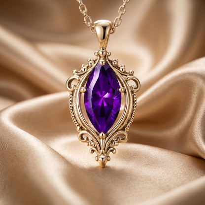 Vintage Birthstone Necklace | 925 Sterling Silver | Ornate Vintage Style | Meaningful Birthday Gift