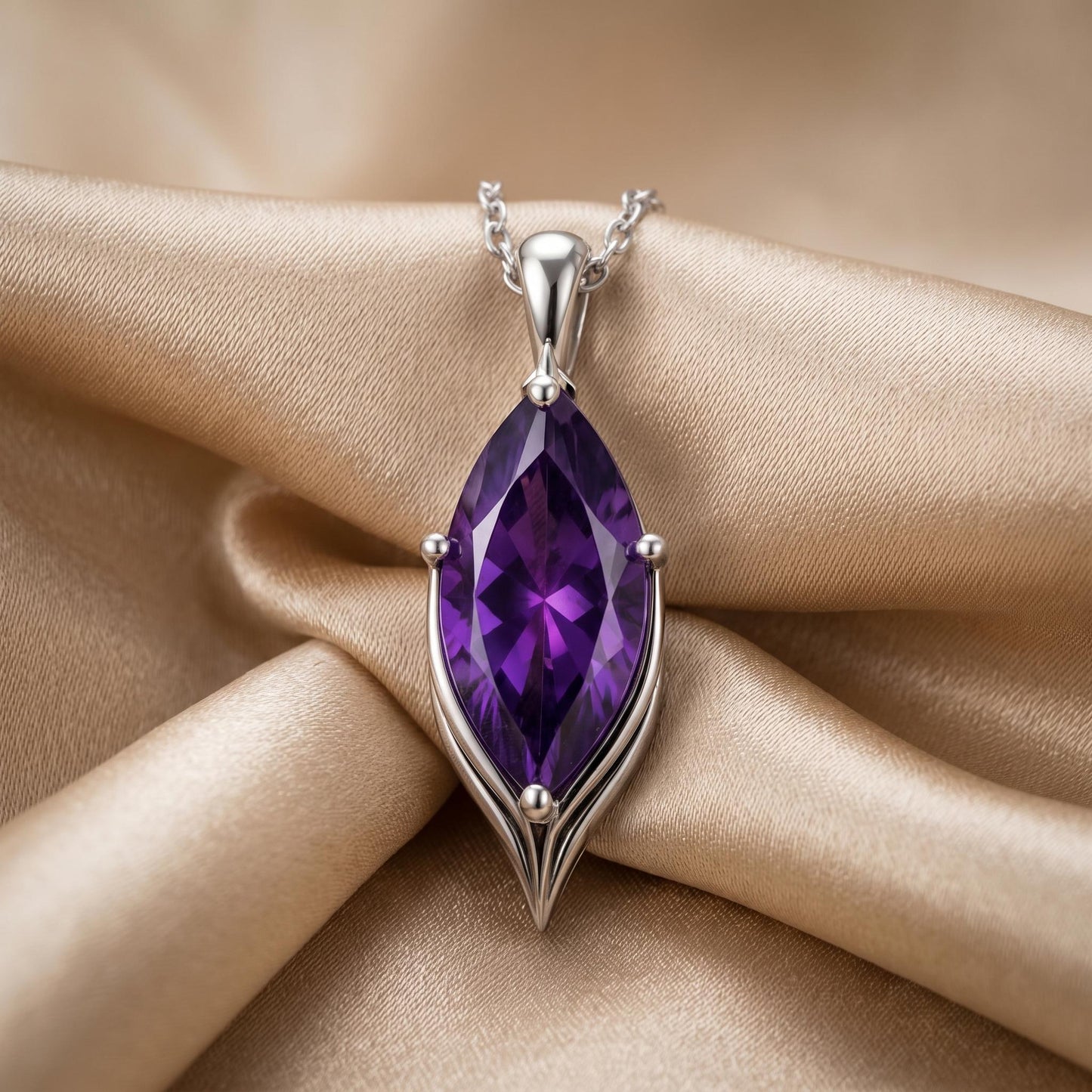 Marquis Birthstone Pendant Necklace | 925 Sterling Silver | Elegant Gemstone Jewelry | Meaningful Birthday Gift