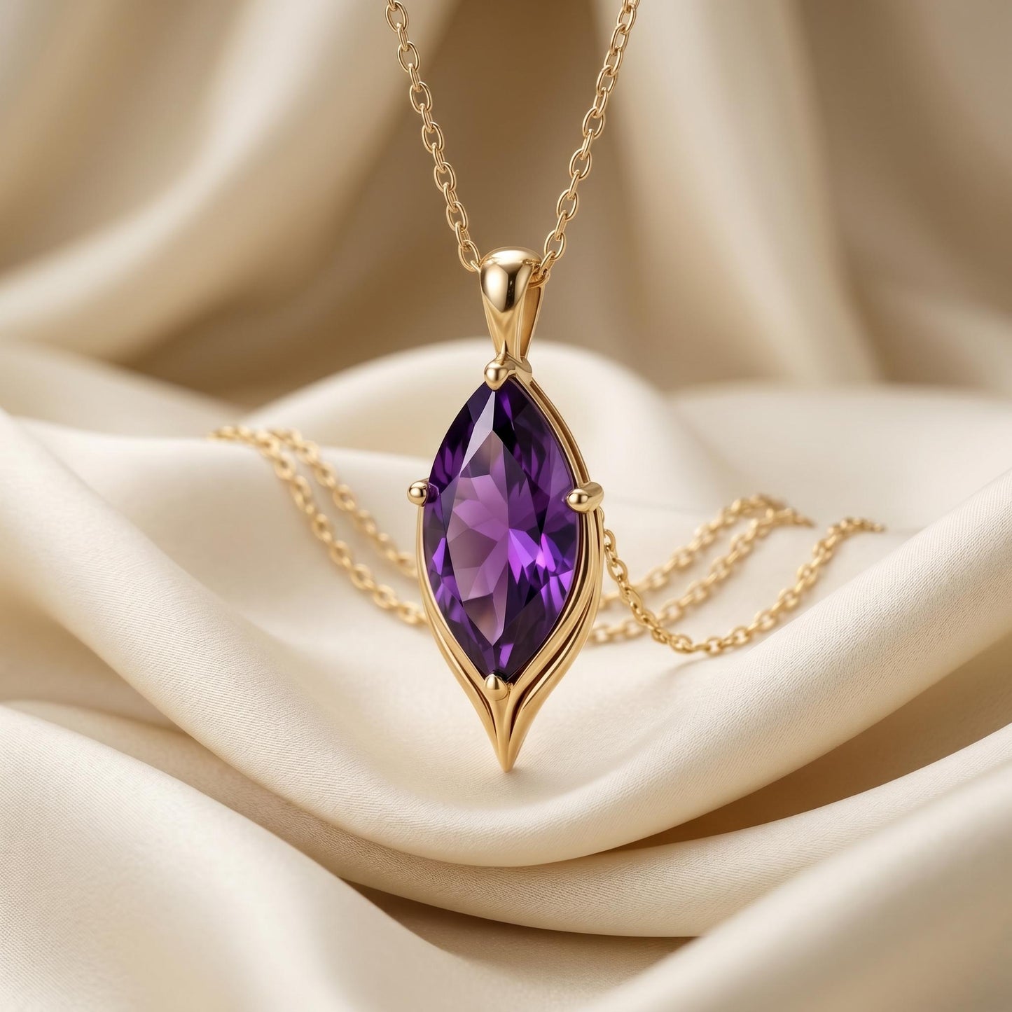 Marquis Birthstone Pendant Necklace | 925 Sterling Silver | Elegant Gemstone Jewelry | Meaningful Birthday Gift