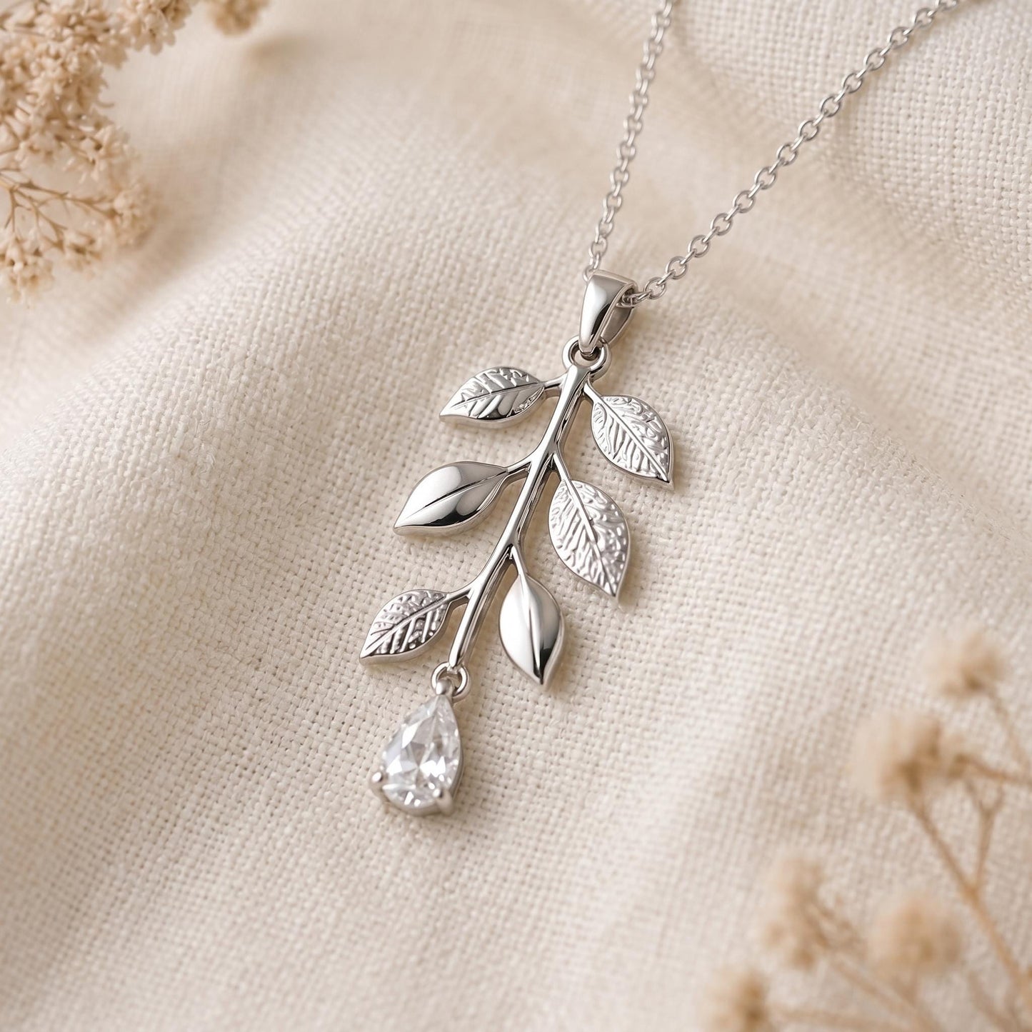 Silver Willow Drop Necklace student graduation gift | 925 Sterling Silver | Nature Inspired Elegance | Milestone Celebration