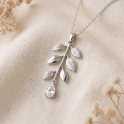 Silver Willow Drop Necklace student graduation gift | 925 Sterling Silver | Nature Inspired Elegance | Milestone Celebration