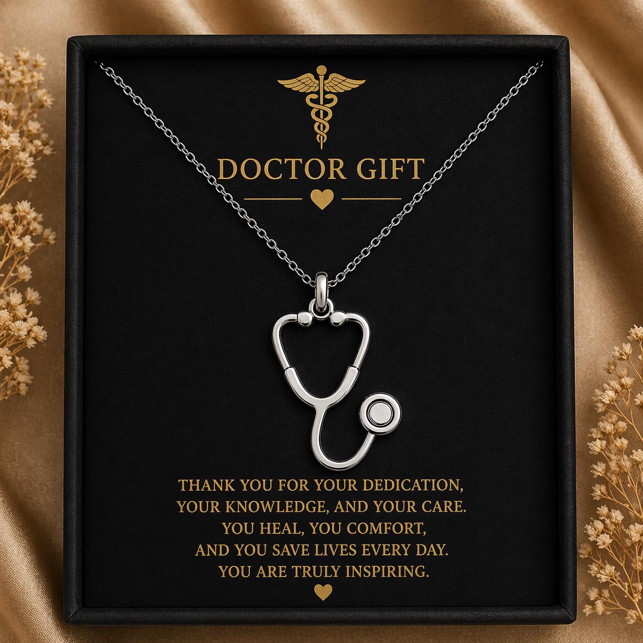 Doctor Stethoscope Necklace | Handmade Sterling Silver Jewelry | Medical Heart Symbol | Thoughtful Gift for Nurse or Healthcare Worker