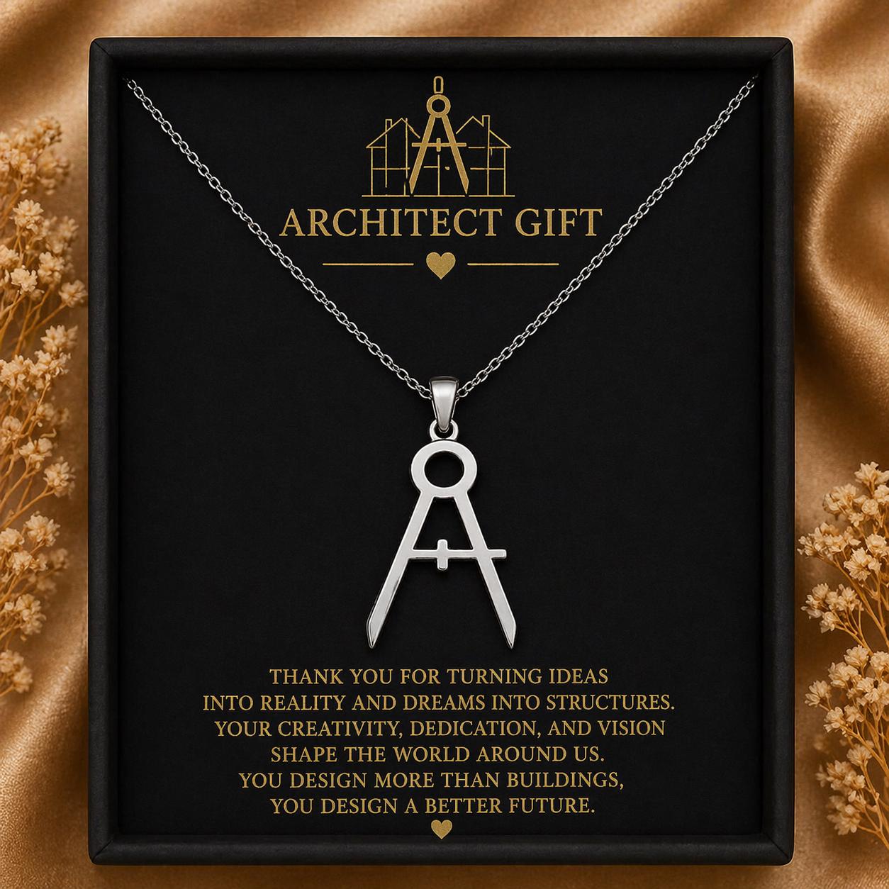 Architect Compass Necklace | 925 Sterling Silver Jewelry | Geometry & Design Symbol Pendant | Meaningful Gift for Architects