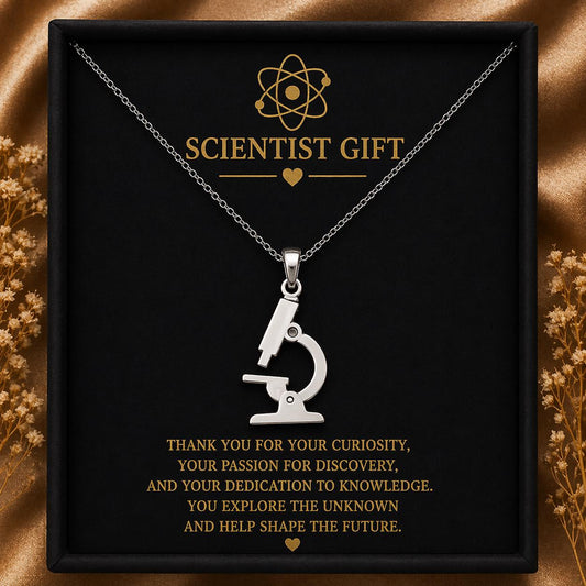 Microscope Necklace | 925 Sterling Silver Jewelry | Science & Laboratory Symbol Pendant | Meaningful Gift for Scientists