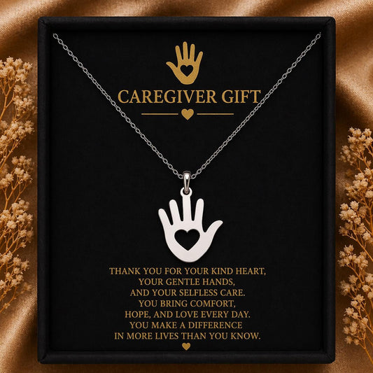 Helping Hand Necklace | 925 Sterling Silver Jewelry | Love & Kindness Symbol Pendant | Meaningful Gift for Caregivers