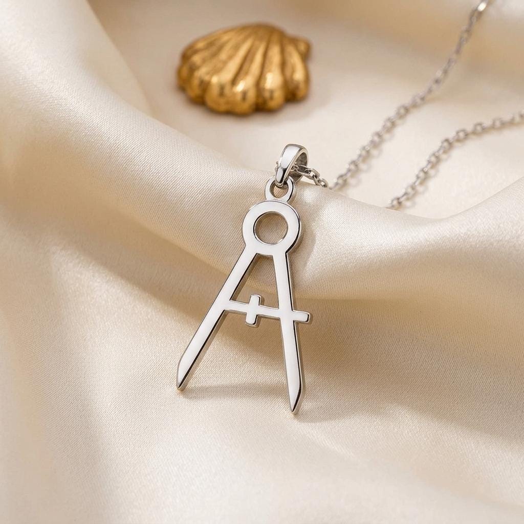 Architect Compass Necklace | 925 Sterling Silver Jewelry | Geometry & Design Symbol Pendant | Meaningful Gift for Architects