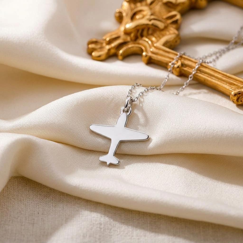 Airplane Necklace | 925 Sterling Silver Jewelry | Aviation & Travel Theme Pendant | Meaningful Gift for Pilots