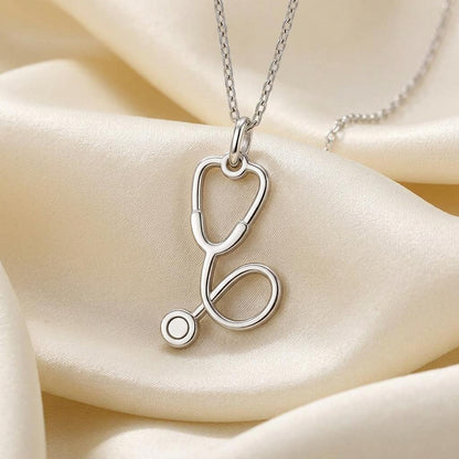 Stethoscope Charm Necklace | 925 Silver Medical Jewelry | Symbol of Care & Healing | Graduation Gift for Nurse or Doctor