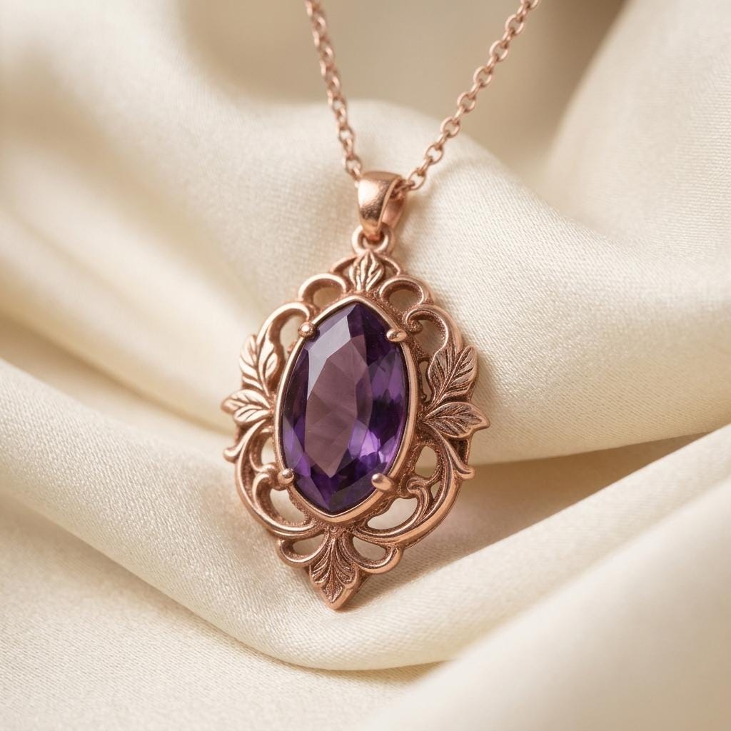 Custom Minimal Amethyst Oval Necklace | 925 Sterling Silver | Elegant Minimalist Style | Thoughtful Personalized Gift