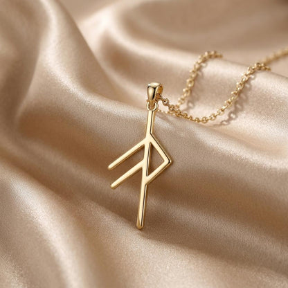 Viking Grice Rune Pendant Necklace | Sterling Silver . Gold Plated | Norse Mythology Amulet | Protection & Strength Gift