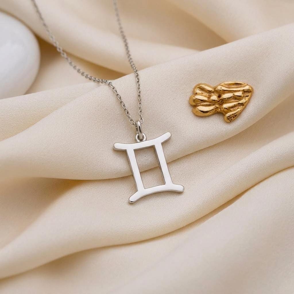 Gemini Necklace | 925 Sterling Silver | Minimalist Zodiac | Birthday Gift