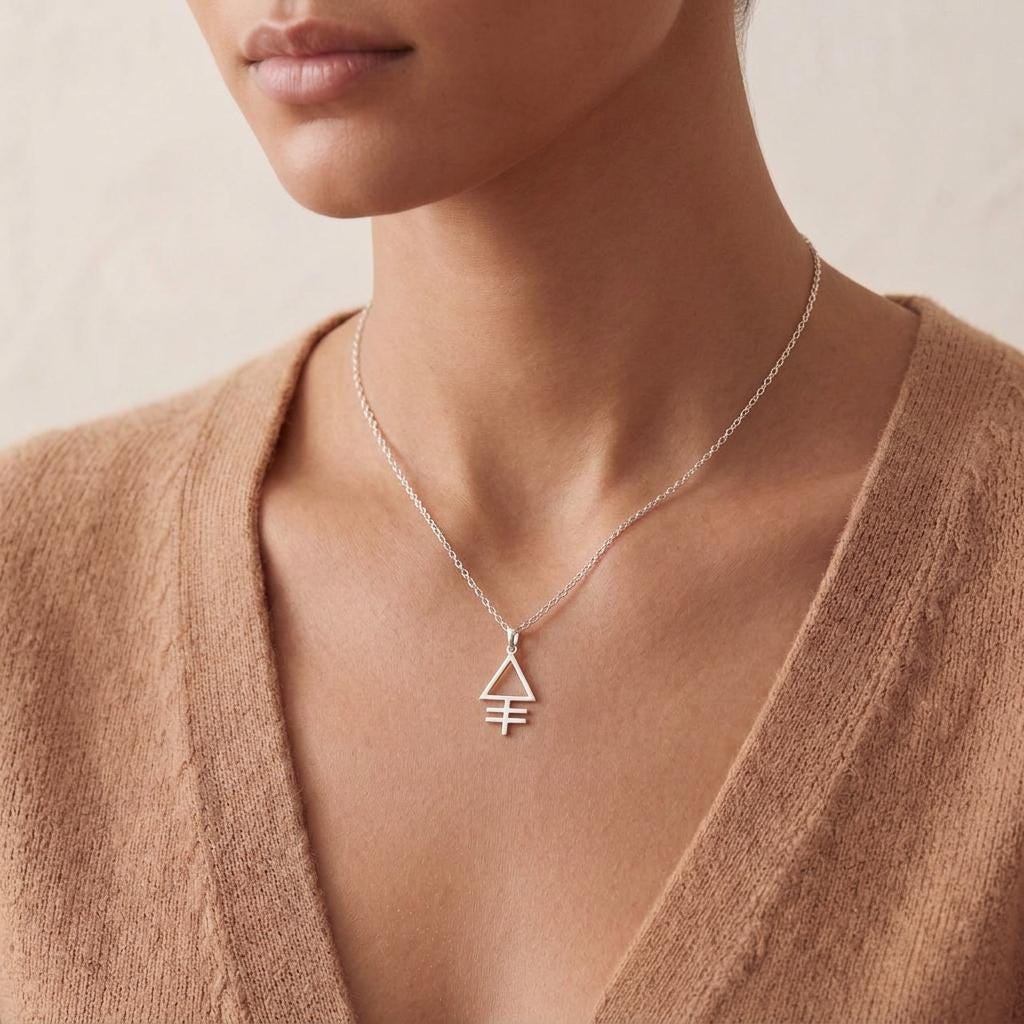 Phosphorus Symbol Necklace | 925 Sterling Silver | Alchemical Symbol Jewelry | Unique Symbolic Gift