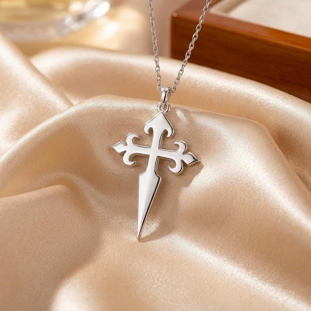 Gothic Cross Dagger Pendant Necklace | 925 Sterling Silver | Gothic Medieval Style | Meaningful Statement Gift