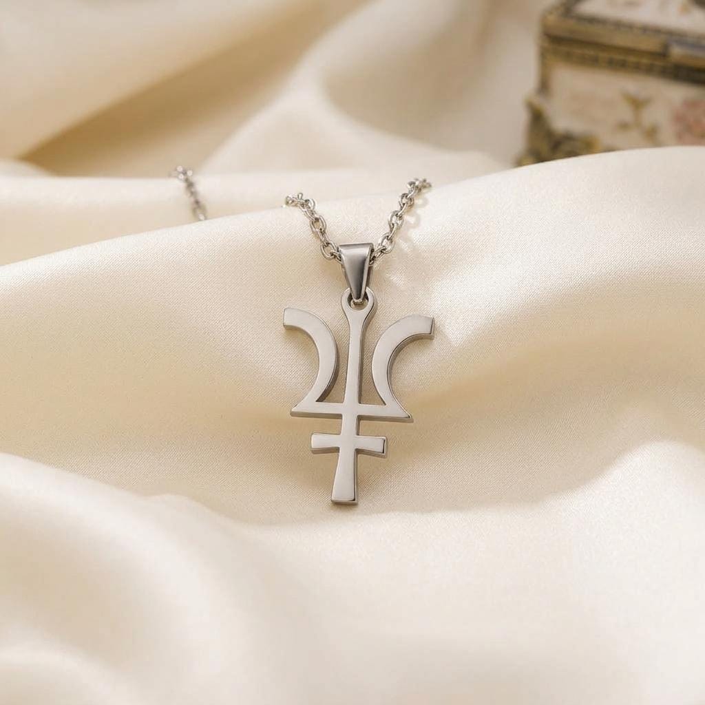 Neptune Symbol Necklace - Sterling Silver, Spiritual Jewelry | For Astrology Enthusiasts | Cosmic,Mystical Style | Meaningful Spiritual Gift