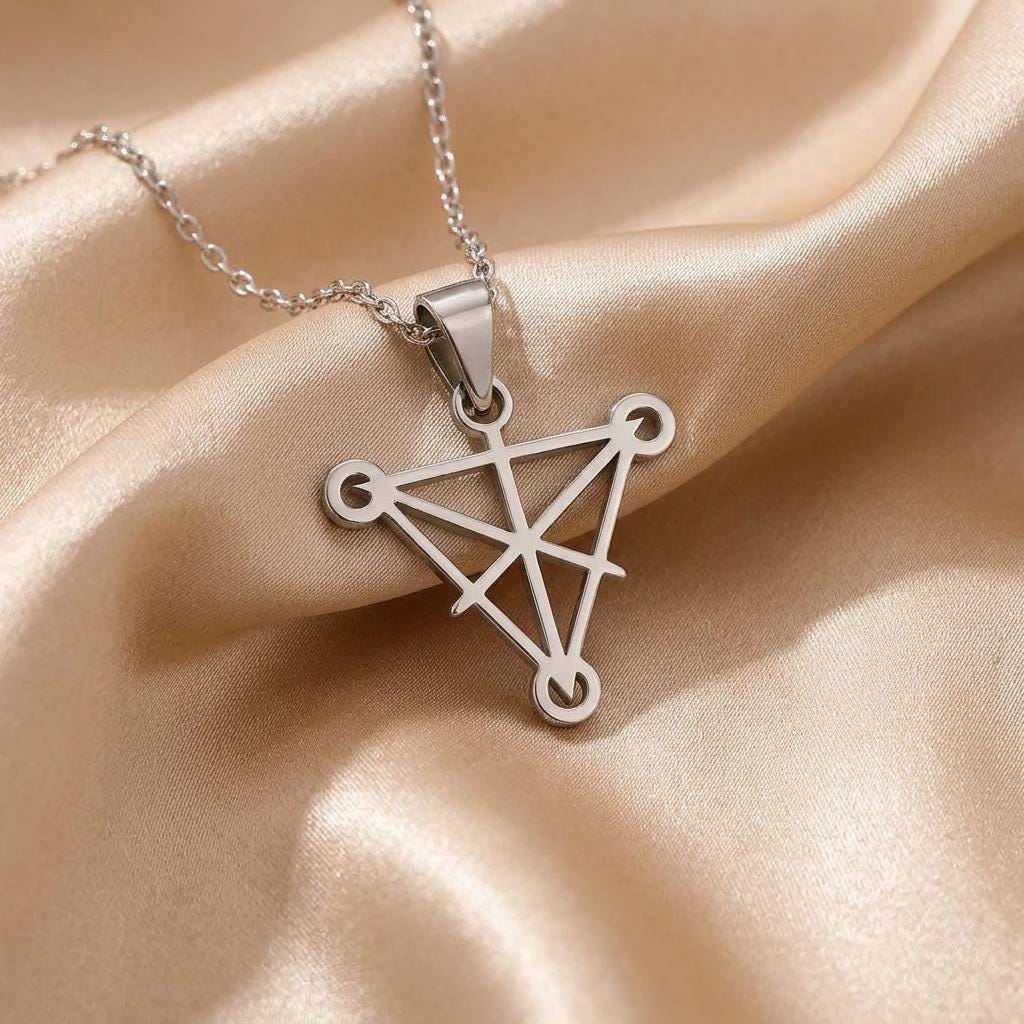 Tetractys Necklace, Silver Tree of Life Pendant | 925 Sterling Silver | Sacred Geometry Symbol | Meaningful Spiritual Gift