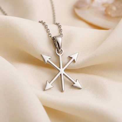 Crossed Arrows Necklace, | Sterling Silver | Symbolic Directional Design | Guidance & Friendship Gift
