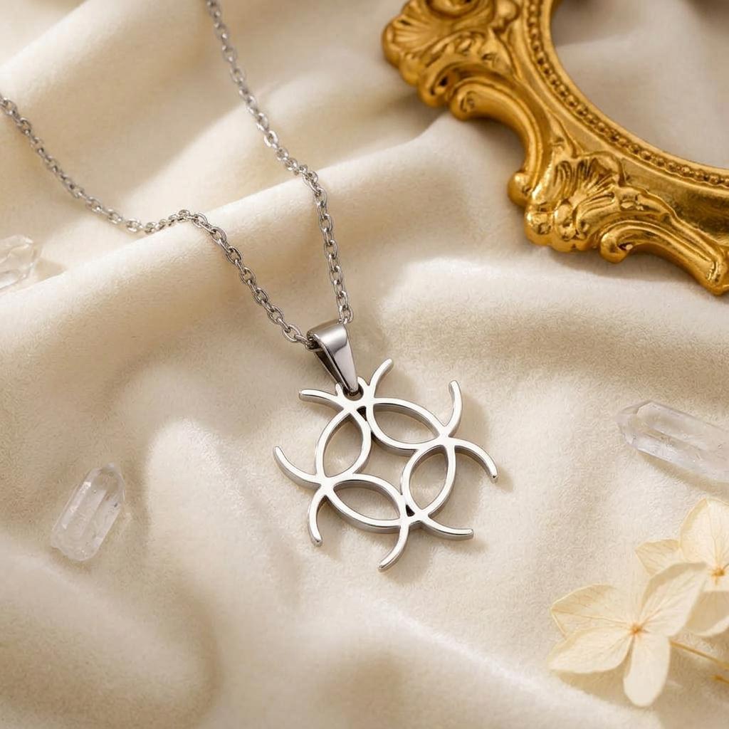 Silver Circle Knot Necklace, Silver Solar Mandala Pendant | 925 Sterling Silver | Symbolic Geometric Design | Meaningful Gift for Her