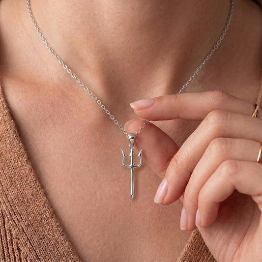 Trident Necklace | 925 Sterling Silver | Poseidon Mythology Style | Symbolic Power Gift