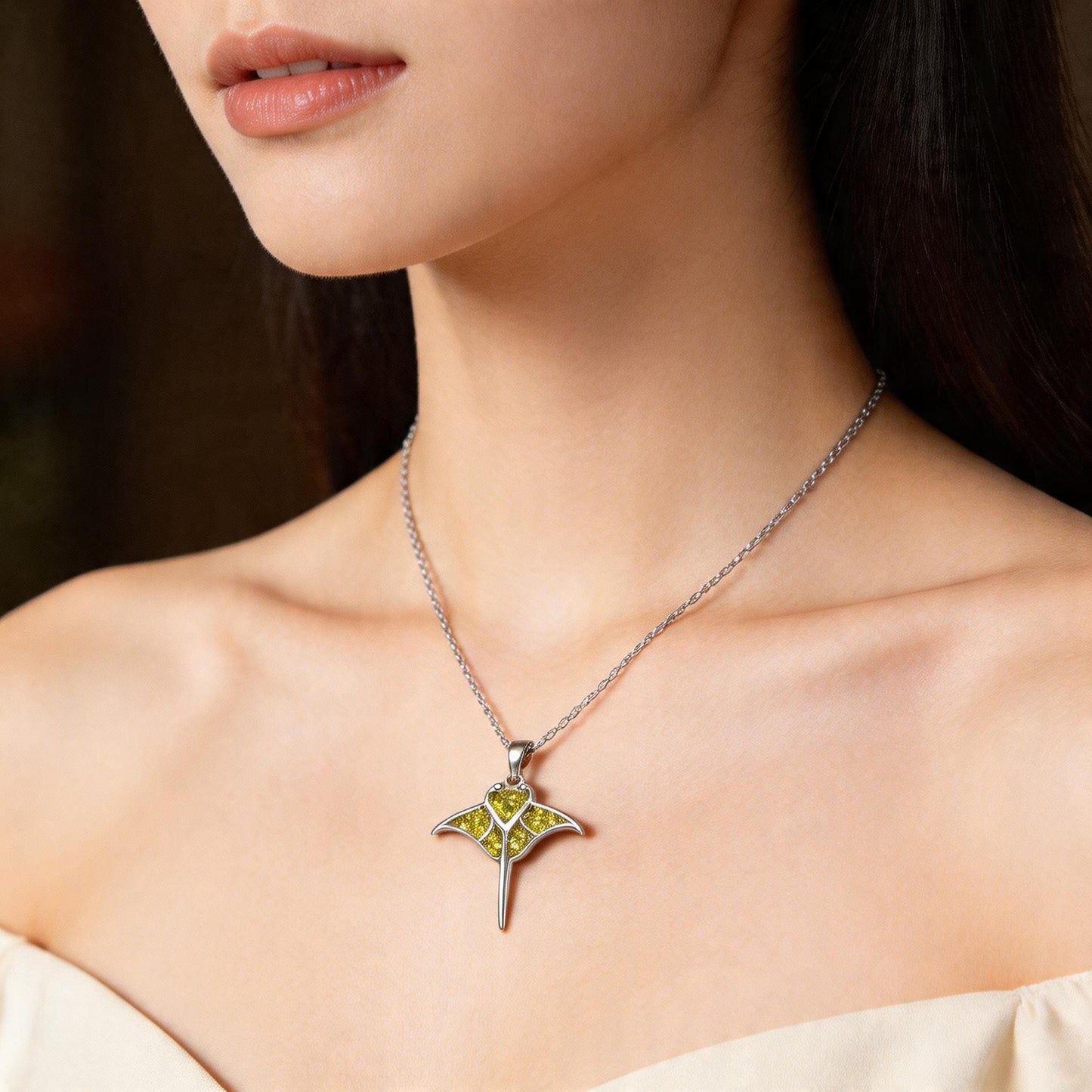 Amethyst Manta Ray Necklace | 925 Sterling Silver Marine Pendant | Natural Gemstone Ocean Jewelry | Birthday Gift