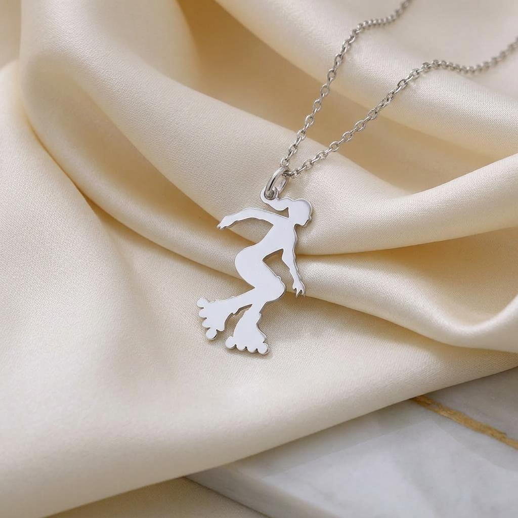 Roller Skater Necklace | 925 Sterling Silver Jewelry | Active Lifestyle Pendant | Gift for Athlete or Dancer