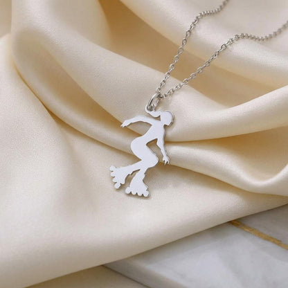 Roller Skater Necklace | 925 Sterling Silver Jewelry | Active Lifestyle Pendant | Gift for Athlete or Dancer