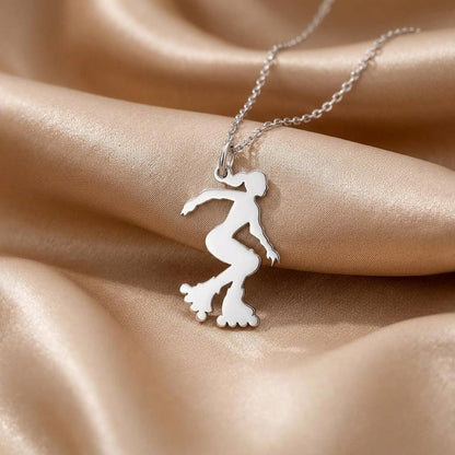 Roller Skater Necklace | 925 Sterling Silver Jewelry | Active Lifestyle Pendant | Gift for Athlete or Dancer