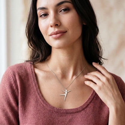 Ballet Dancer Necklace | 925 Sterling Silver Jewelry | Graceful Dance Silhouette Pendant | Elegant Gift for Dancers