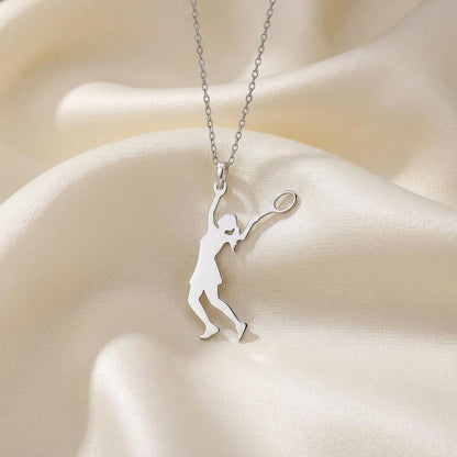 Tennis Player Necklace | 925 Sterling Silver Jewelry | Athletic Elegance Pendant | Sporty Gift for Women
