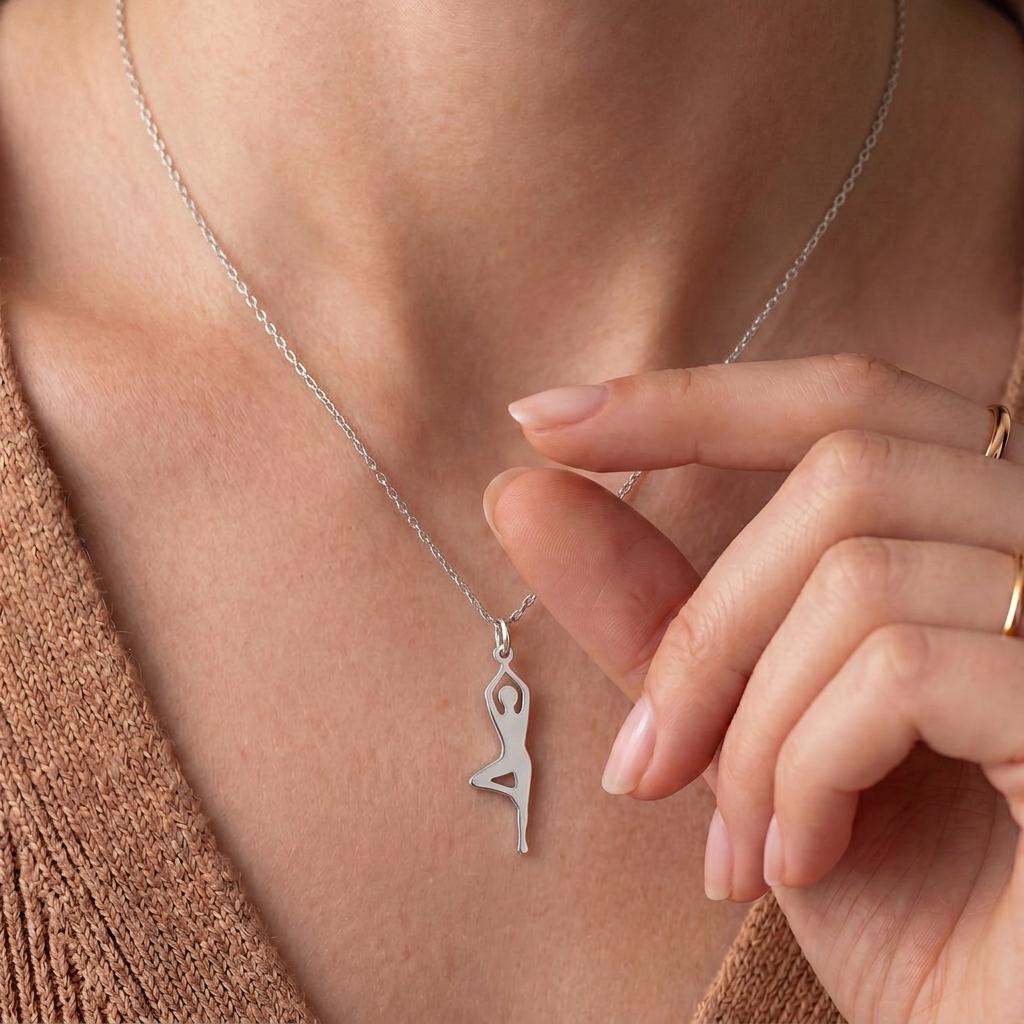 Yoga Pose Necklace | 925 Sterling Silver Jewelry | Mindfulness & Balance Symbol | Gift for Yoga Lovers
