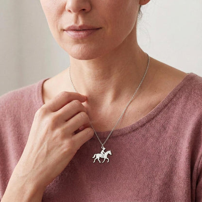 Horse Rider Necklace | 925 Sterling Silver Jewelry | Equestrian Silhouette Style | Meaningful Gift for Horse Lovers