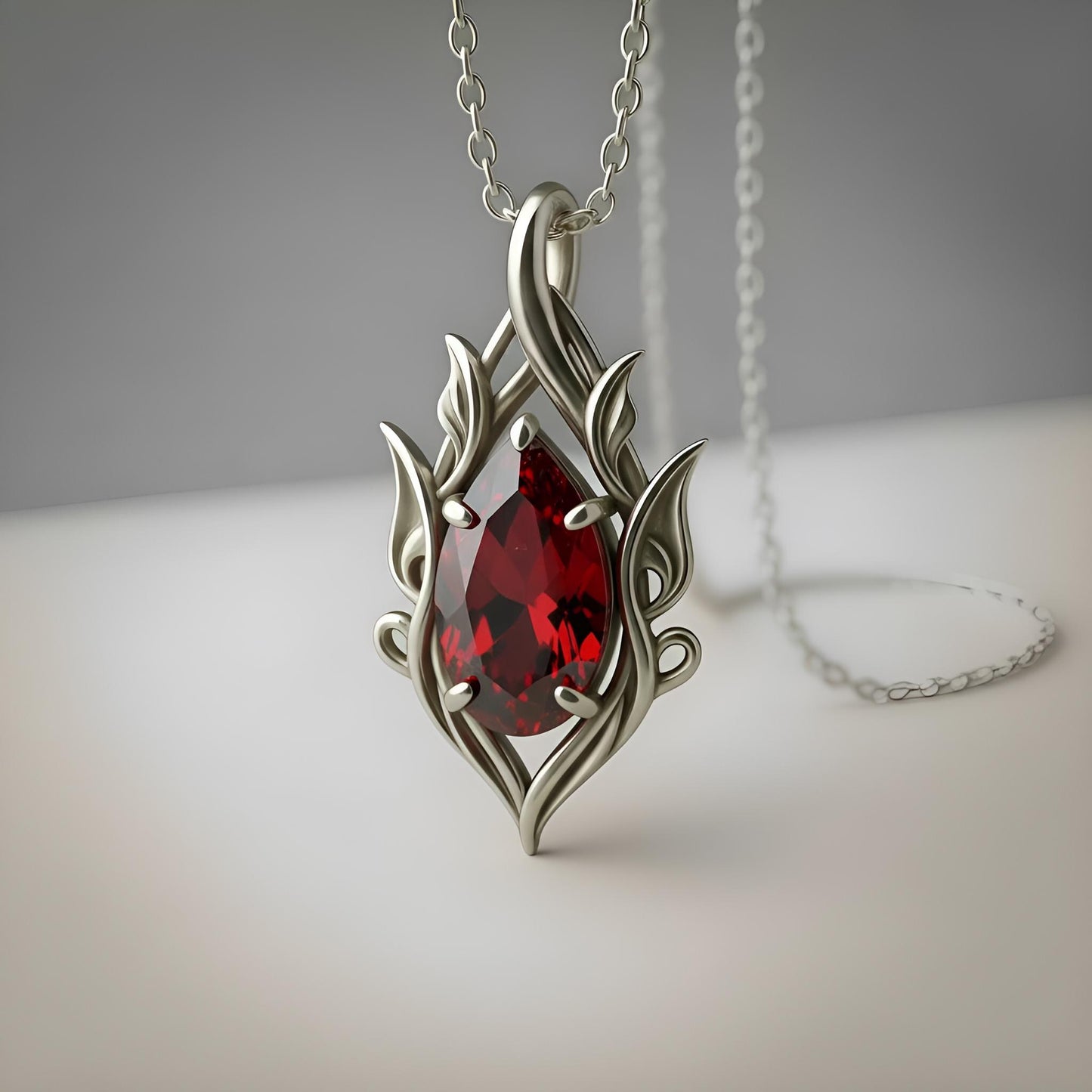 Pear Cut Amethyst Necklace | 925 Sterling Silver Gold Plated Pendant | Gothic Fantasy Statement Jewelry | Anniversary Gift for Her