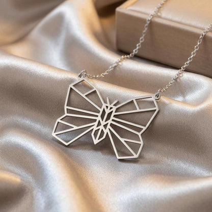 Origami Butterfly Necklace | 925 Sterling Silver for Women | Geometric Minimalist Style | Meaningful Gift for Her