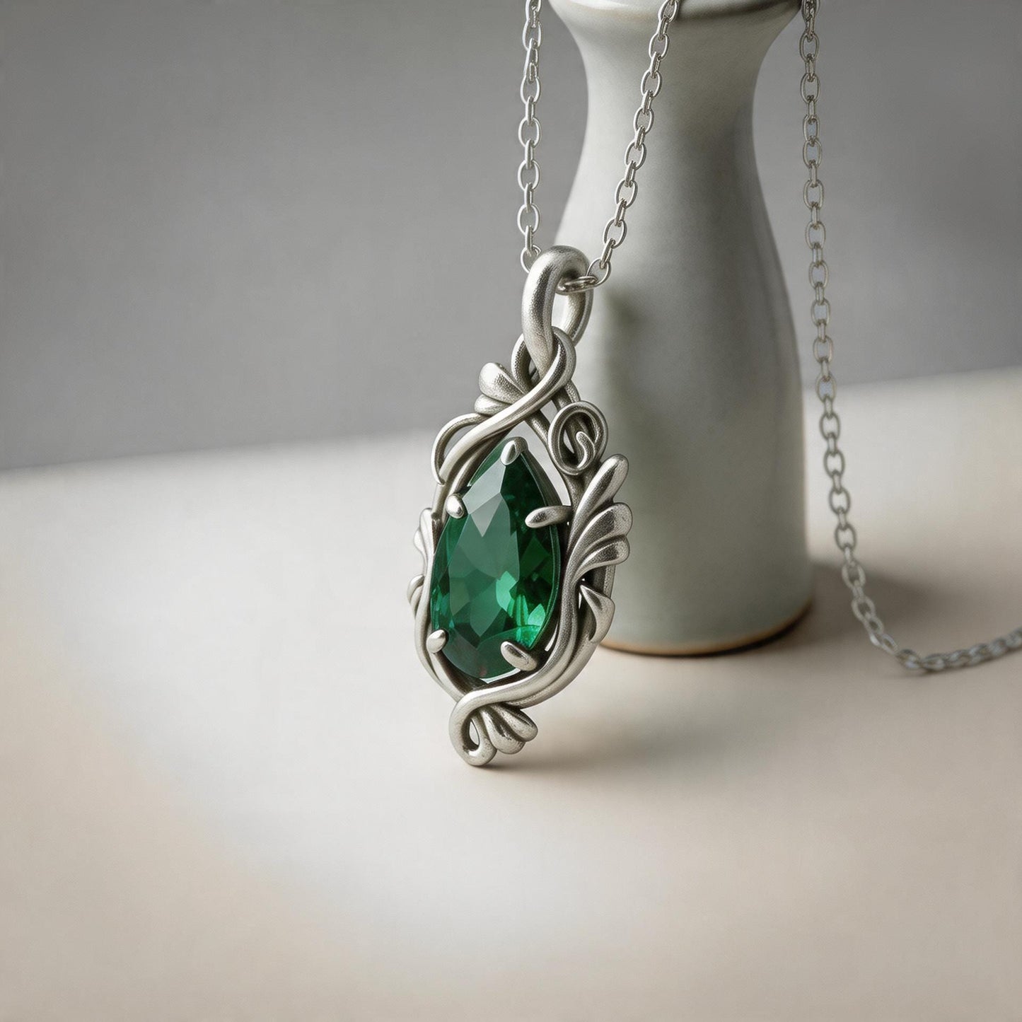 Ruby Teardrop Necklace | 925 Sterling Silver Pendant | Gothic Romantic Vintage Fantasy Jewelry | Anniversary Gift for Her